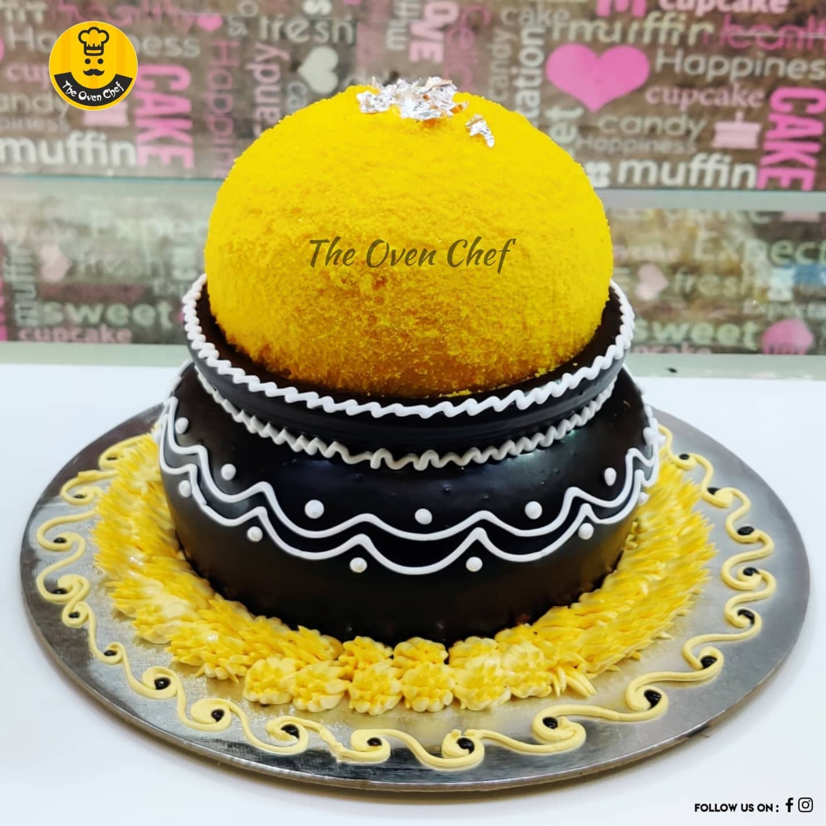 Bakewareind Happy Ganesh Chathurti Cake Topper , Golden