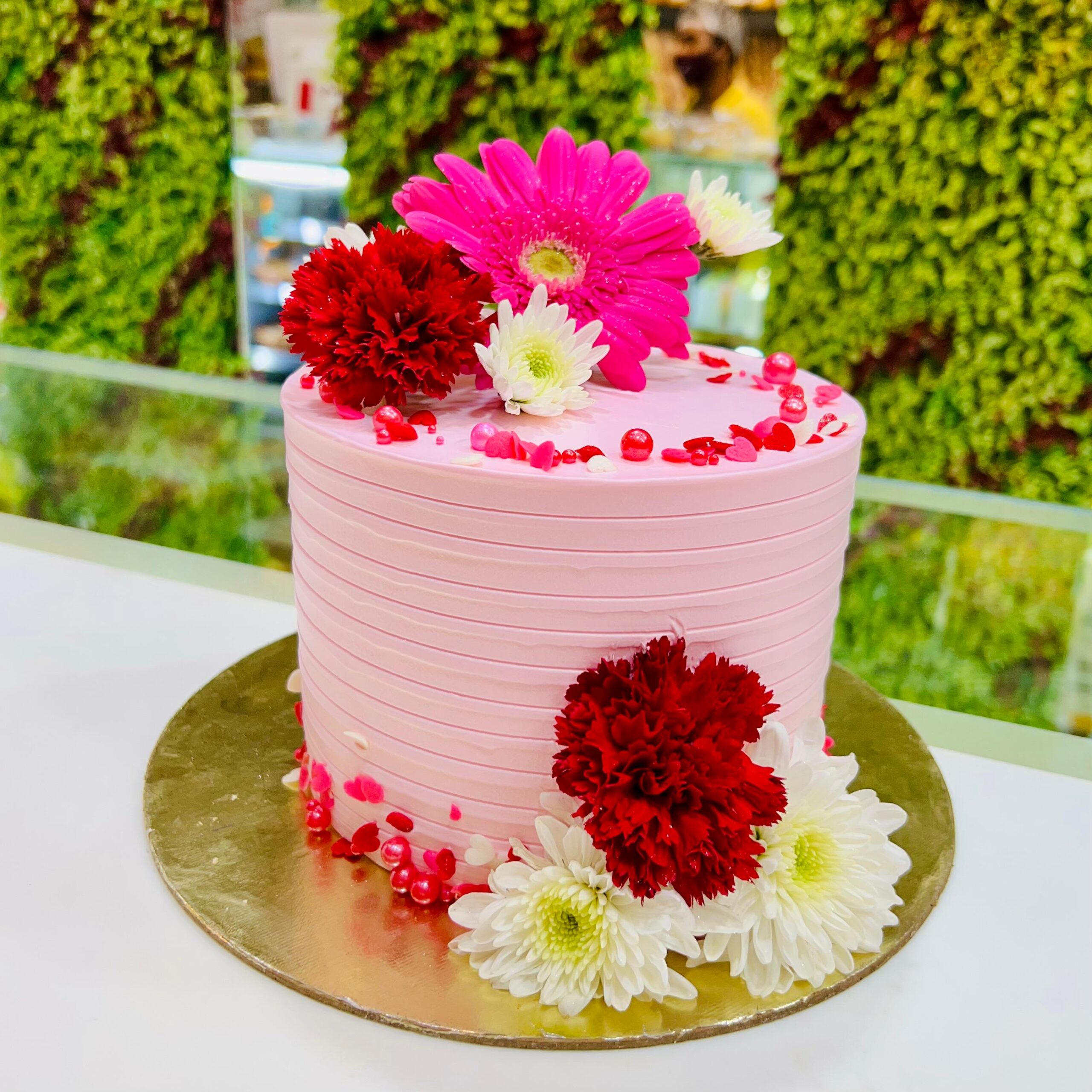 pink tall cake